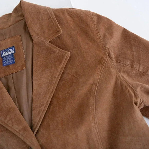 Vintage BUM Equipment Tan Suede Leather Button Up Jacket Size XL - Picture 10 of 13